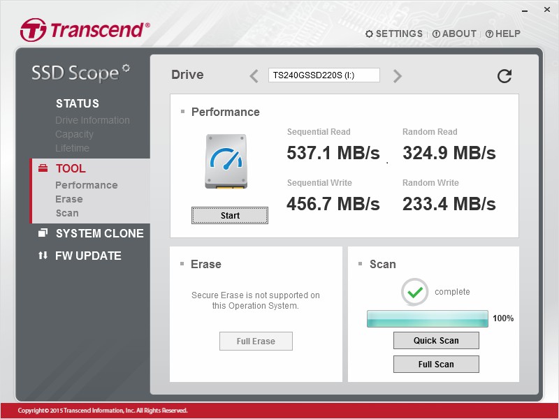 Transcend SSD230S SSD software