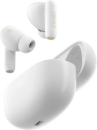 EDIFIER 330NB Hybrid Active Noise Cancelling TWS Wireless Earbuds, ANC Bluetooth Earbuds, AI Phone Call Noise Cancellation, AAC HD decoding, IP54 Waterproof, Quick Charge, Deep Bass, White
