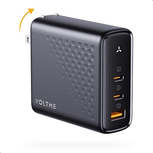 VOLTME 140W USB C Charger, PD3.1 PPS GaN Charger, 3-Port Fast Laptop Wall Charger Power Adapter Compatible with MacBook Pro/Air, iPad Pro,iPhone 14/13 Series, Galaxy, Steam Deck, Chromebook